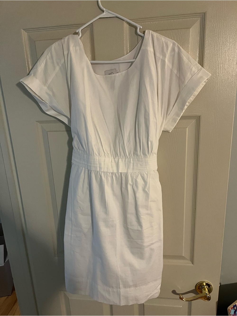 HD in Paris White Short-Sleeve Waist-Defined Mini Dress